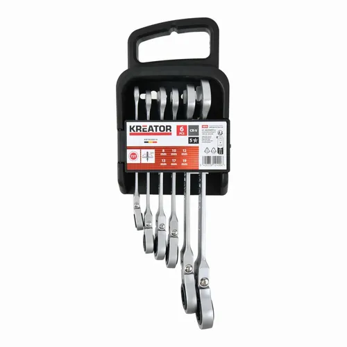 Sada kloubových klíčů otevřený/očko-ráčnový 6ks Kreator KRTH30014