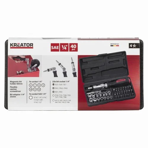 Ráčnový šroubovák 40 ks sada Kreator KRTH30101