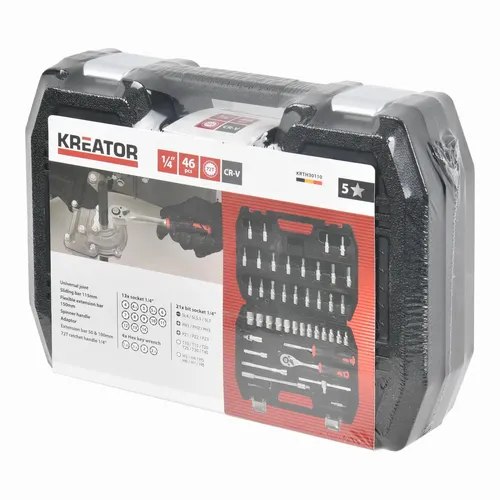 Gola sada 1/4" 46ks v kufru Kreator KRTH30110