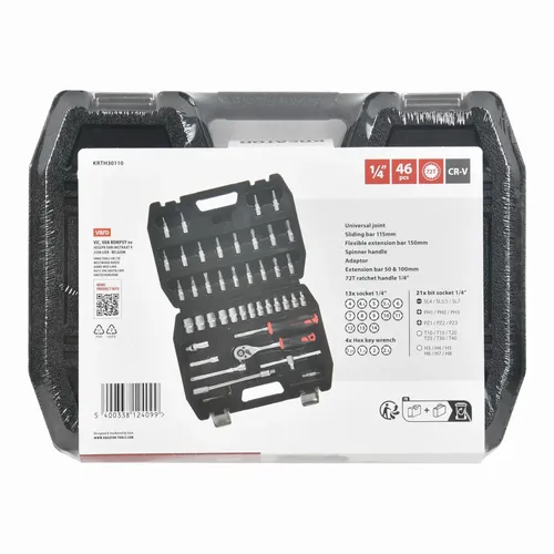 Gola sada 1/4" 46ks v kufru Kreator KRTH30110