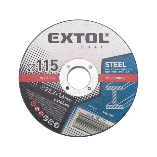 Kotouče řezné na kov, 5ks, o 115x1,6x22,2mm EXTOL CRAFT 106910