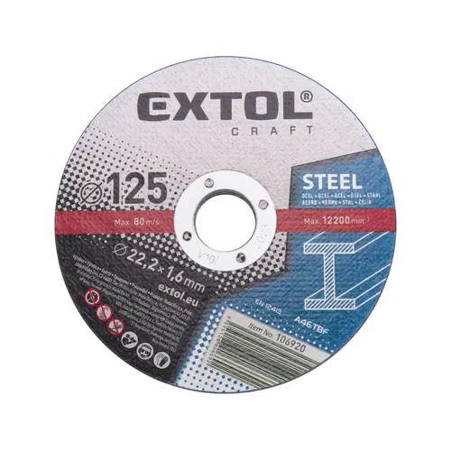 Kotouče řezné na kov, 5ks, o 125x1,6x22,2mm EXTOL CRAFT 106920