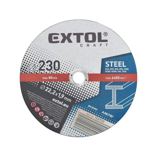 Kotouče řezné na kov, 5ks, o 230x1,9x22,2mm EXTOL CRAFT 106950