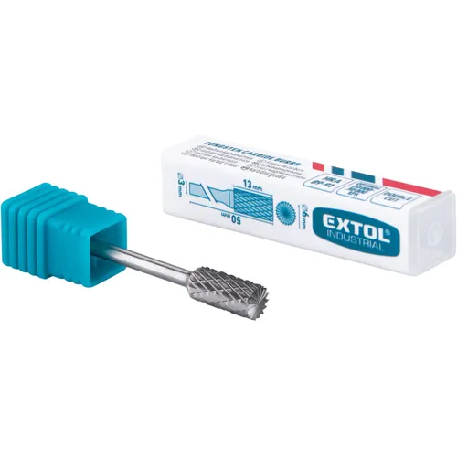 Fréza karbidová, válcová s čelním ozubením, ⌀6x13mm, ⌀stopky 3mm, sek střední (double-cut) EXTOL INDUSTRIAL 8703813