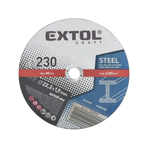 Kotouče řezné na kov, 5ks, o 230x1,9x22,2mm EXTOL CRAFT 106950