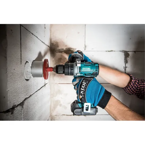 Vrtací šroubovák aku s příklepem share20v, brushless, 20v li-ion, 2ah EXTOL INDUSTRIAL 8791800