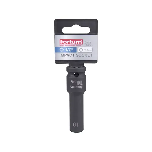 Hlavice nástrčná rázová 1/2", 10mm, l 78mm, crmov FORTUM 4703210