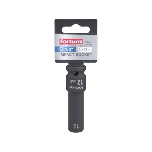 Hlavice nástrčná rázová 1/2", 12mm, l 78mm, crmov FORTUM 4703212