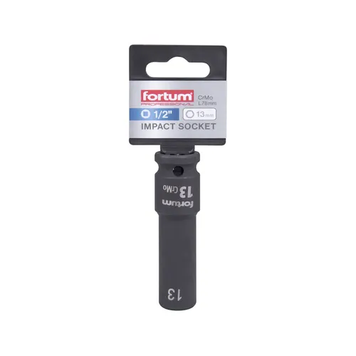 Hlavice nástrčná rázová 1/2", 13mm, l 78mm, crmov FORTUM 4703213