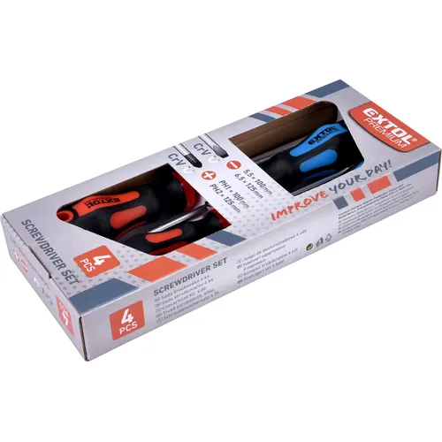 Zrušeno! nahrazeno výrobkem tht2506052, šroubováky, sada 4ks, 2x(-),2x(ph), crv EXTOL PREMIUM 8819254