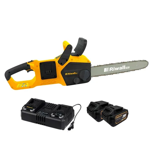 Riwall PRO RACS 4020i SET aku řetězová pila 40 V (2 x 20 V) + 2x 4 Ah baterie + duální rychlonabíječka 4,5 A