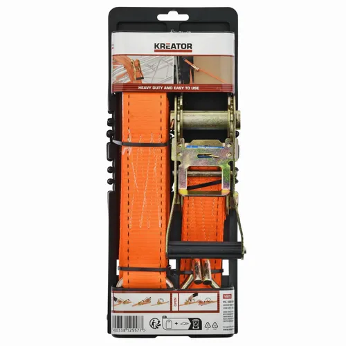 Upínací popruh ráčnový s háky 1000kg / 4,6m HIGH QUALITY Kreator KRTH40808