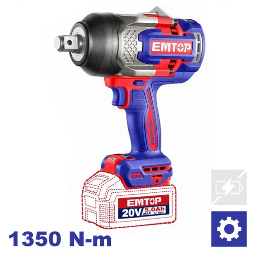 Emtop Aku rázový utahovák 20V 1350Nm 3/4" solo