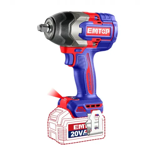 Emtop Aku rázový utahovák 20V 850Nm 1/2" solo
