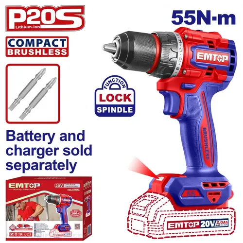 Emtop Aku vrtací šroubovák 20V 55Nm solo