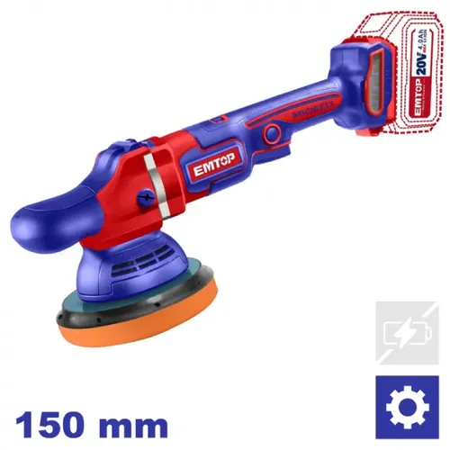 Emtop Aku leštička 20V 150mm solo