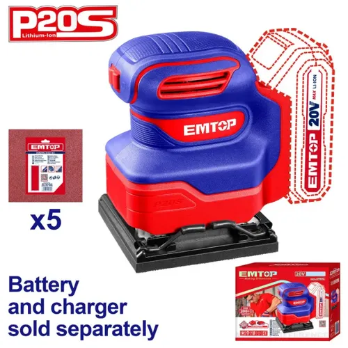 Emtop Aku vibrační bruska 20V 110x100mm solo