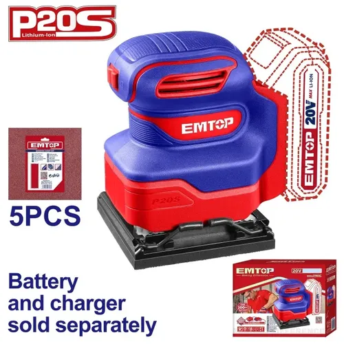 Emtop Aku vibrační bruska 20V 110x100mm solo