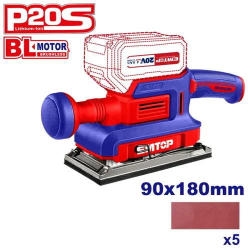 Emtop Aku vibrační bruska 20V 90x180mm solo