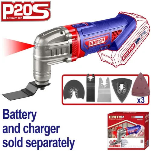Emtop Aku multifunkční oscilační bruska 20V solo