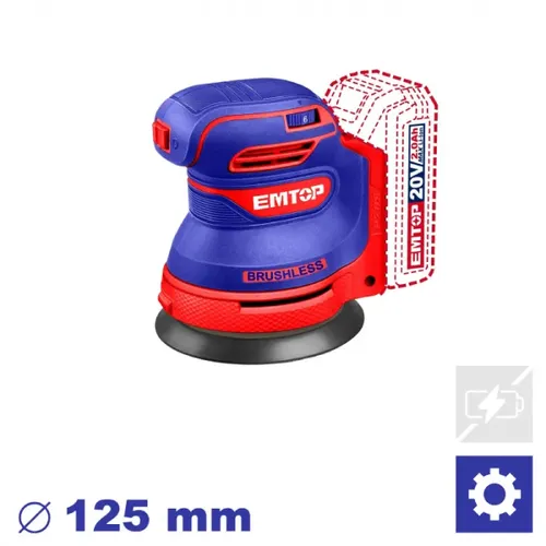 Emtop Aku excentrická bruska 20V 125mm solo