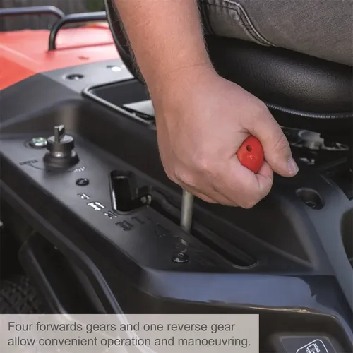 Scheppach MR 230-61 travní rider 61 cm s zadním a bočním výhozem a mechanickou převodovkou