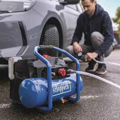 Scheppach C-ACT160/6-X-SET S2 2x20 V IXES aku bezolejový kompresor 6 l + 2x 2Ah baterie + duální nabíječka 2,4 A