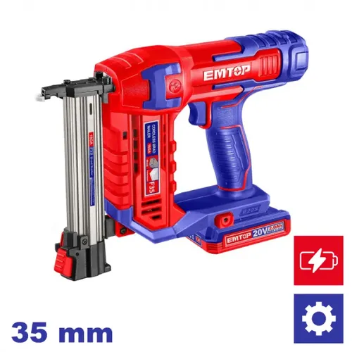 Emtop Aku hřebíkovačka 20V na hřebíky s hlavou do dřeva L-35mm 1x2Ah