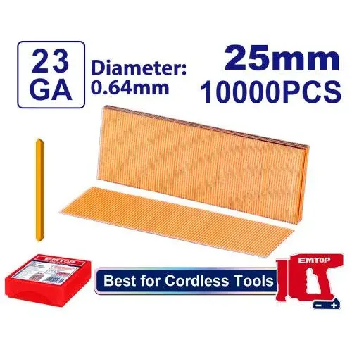 Emtop Sada hřebíků bez hlavy do dřeva 23GA L-25mm
