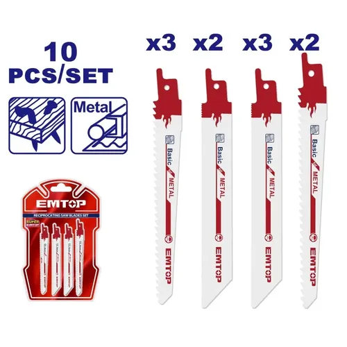 Emtop Sada 10ks pilových listů pro pilu ocasku 150mm na dřevo, dřevo s hřebíky a kov