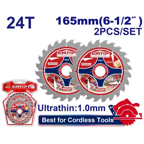 Emtop Sada 2 ks ultratenkých pilových kotoučů 160mm s SK plátky