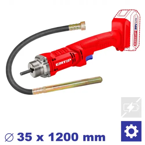 Emtop Aku 20V ponorný vibrátor pro zhutňování betonu 20V solo