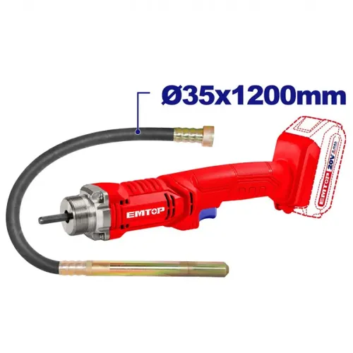 Emtop Aku 20V ponorný vibrátor pro zhutňování betonu 20V solo