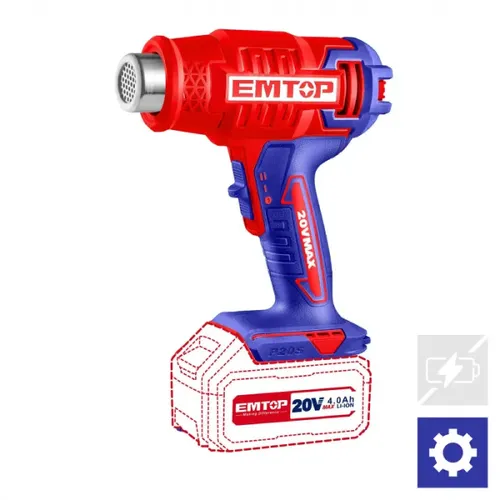 Emtop Aku horkovzdušná pistole 20V 300/550°C solo