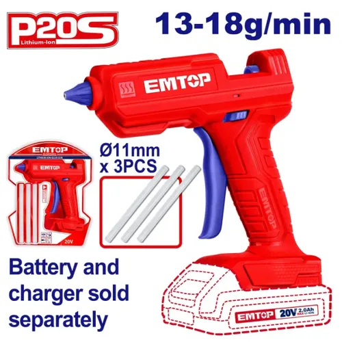 Emtop Aku tavná pistole 13-18g/min 20V solo