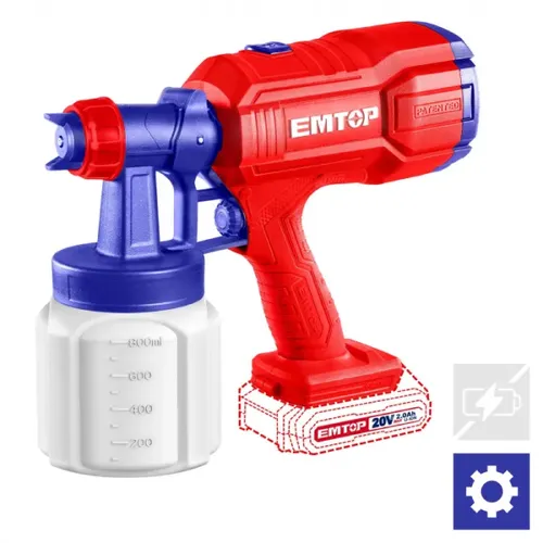 Emtop Aku stříkací pistole 20V 800ml solo