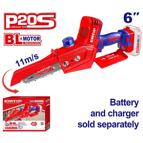 Emtop Aku prořezávací řetězová pila 20V 15cm solo
