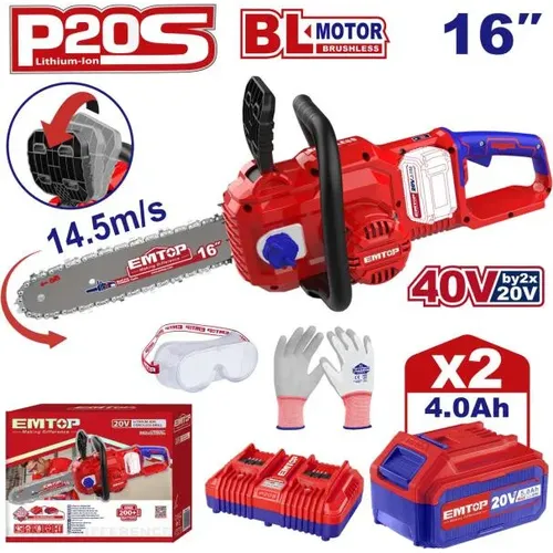 Emtop Aku řetězová pila 40V 40cm 2x4.0Ah