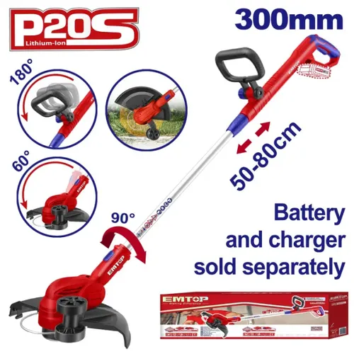 Emtop Aku strunová sekačka 20V 30cm s otočnou hlavou solo