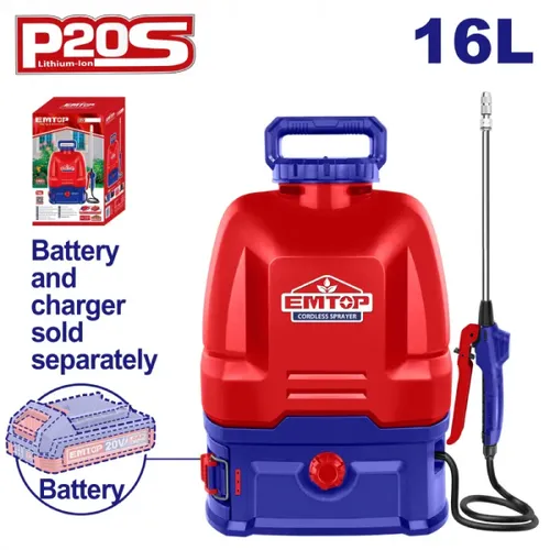 Emtop Aku tlakový postřikovač 20V 16L solo
