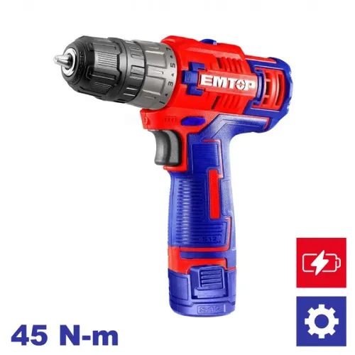 Emtop Aku vrtací šroubovák 12V 20Nm 2x1.5Ah