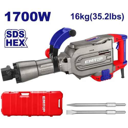 Emtop Bourací kladivo 1700W 45J SDS Hex