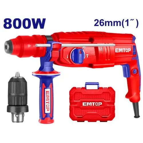 Emtop Pneumatické kombinované kladivo 800W 2,5J SDS Plus + rychl.sklíčidlo