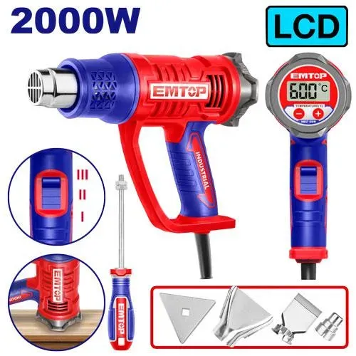 Emtop Horkovzdušná pistole 2000W 50-600°C LCD