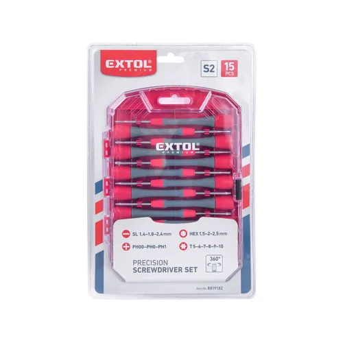 Šroubováky hodinářské, sada 15ks, s2 EXTOL PREMIUM 8819182