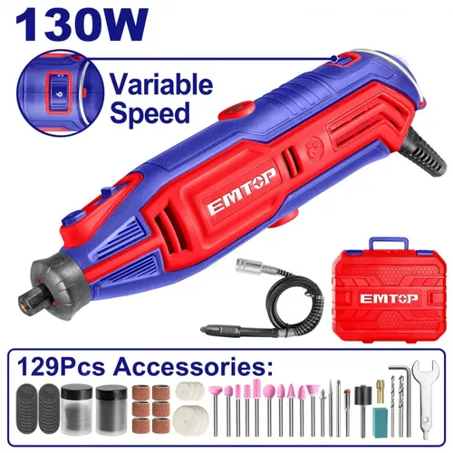 Emtop Přímá bruska 130W 129ks příslušenství