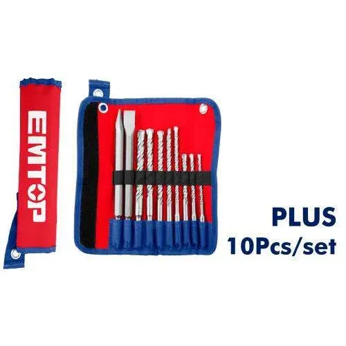 Emtop Sada vrtáků a sekáčů SDS Plus 10dílná
