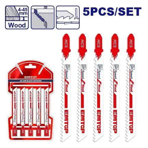 Emtop Sada pilek na dřevo do přímočaré pily  5ks 74mm