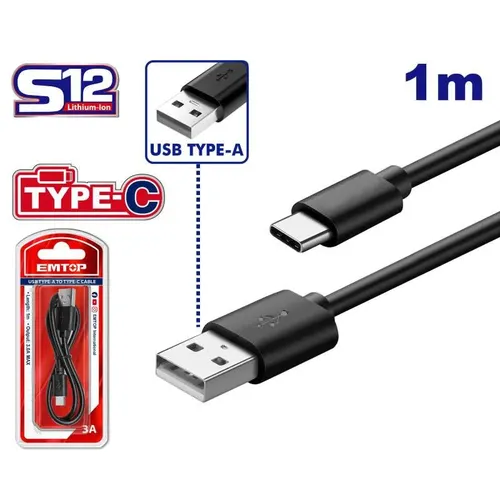 Emtop Nabíjecí kabel USB-A/USB-C 1m