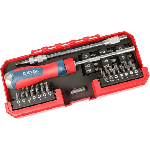 Šroubovák ráčnový s hroty, sada 43ks, crv EXTOL PREMIUM 8819157